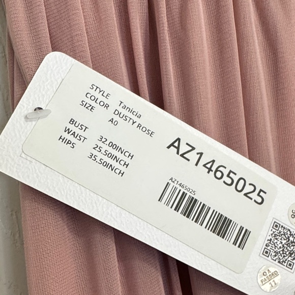 Azazie Tanicia Dusty Rose Bridesmaid Dress – Size 0 – NWT - Picture 2 of 10